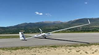 Motorglider Schleicher ASH31Mi taking off from Cerdanya Aerodrome Catalonia [upl. by Orlena]