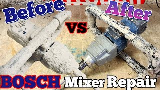 Repairing and cleaning a cement encrusted Bosch GRW 12 E Mixing drill with bad bearings [upl. by Eimirej]