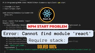 Error Cannot find module react  Solved [upl. by Armand]