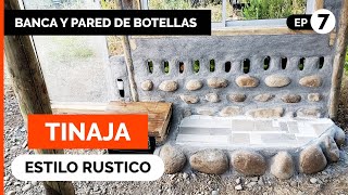 TINAJA de PIEDRAS CASERA 💧 🔥 Banca de rocas  concreto y pared de botellas estilo rústico  Ep 7 [upl. by Ennairac]