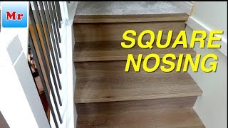 Hardwood Stairs Remodel with Square Stair Nosing DIY MrYoucandoityourself [upl. by Dahaf]