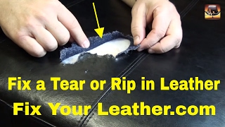 LEATHER TEAR REPAIR  LARGE TEAR in BYCAST LEATHER [upl. by Dagny275]