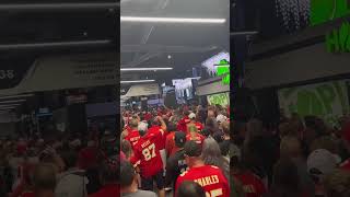 Chiefs fans doing the Tomahawk Chop while leaving Allegiant Stadium chiefs chiefskingdom nfl [upl. by Anaitit943]