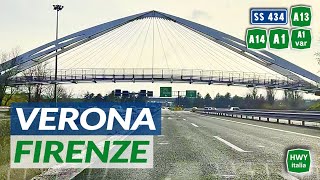 Percorso MultiStradale  VERONA  FIRENZE  Transpolesana  A13  A14  A1  Variante di Valico [upl. by Myles]