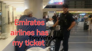 Homeless man telling police Emirates Airlines has his ticket and passport [upl. by Llenoj]