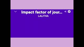 Impact factor of journals [upl. by Lilias236]