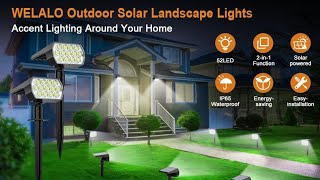 WELALO Solar Spot Lights Outdoor 6 Pack52 LED3 Modes 2in1 Solar Landscape Spotlights [upl. by Gaelan]