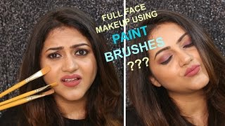 FULL FACE MAKEUP USING PAINT BRUSHES CHALLENGE  GOGLAM [upl. by Hsihsa386]