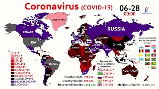 10 Million Coronavirus Cases amp 500000 Deaths Worldwide World Map Timelapse [upl. by Ez553]