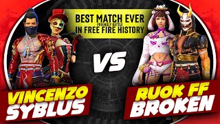 Vincenzo  Syblus Vs RUOK Ff  Broken Gaming  Free Fire Clash Squad Insane Battle  Nonstop Gaming [upl. by Yelahc]