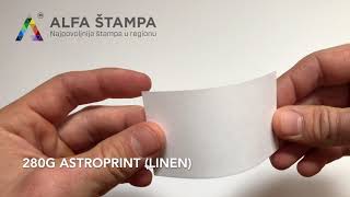 280g Astroprint Linen  Papir za štampu vizit karti  Alfa štampa [upl. by Airom]