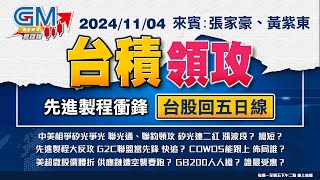 【GM NEWS 最錢線】20241104 台積領攻 先進製程衝鋒 台股回五日線｜張家豪｜黃紫東｜GMoney [upl. by Annekcm]