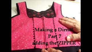 Making a Dirndl part 7 sewing the zipper [upl. by Yablon]