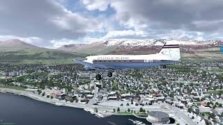 Landing C47 Gljáfaxi in Akureyri airport BIAR in Xplane 11 [upl. by Nerej]