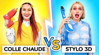 Stylo 3D vs Colle chaude  Défi DIY épique 🏆Idées DIY  Astuces scolaires pour être cool par 123 GO [upl. by Callan924]