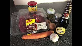 Hugos stoofvlees met leffe Bruin bier uit de slowcooker  Crockpot uit het Leffe kookboek [upl. by Hock748]