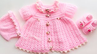 Vestido para bebe a crochet o ganchillo paso a paso  Tejido Facil [upl. by Romo]