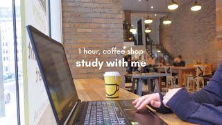 STUDY WITH ME CAFE  1 Hour realtime pomodoro coffee shop ambiance ☕ [upl. by Nellac]