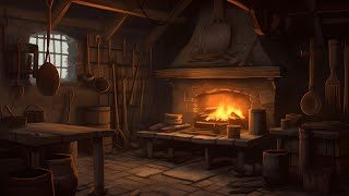 Blacksmith Ambience  Crackling Fire amp Blacksmith Sounds  Medieval Blacksmiths Shop [upl. by Jobi]