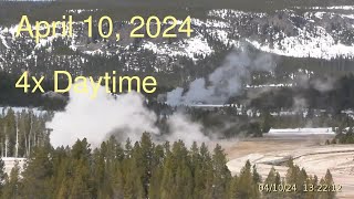 April 10 2024 Upper Geyser Basin Daytime 4x Streaming Camera Archive [upl. by Enerak395]