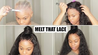 How to Melt LACE FRONT WIG easily to match your skin  STOCKING Cap Method  RPGSHOW WIG [upl. by Nosle]