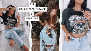 DIY SZAGGATOTT FARMER amp CROP TOP  így alakítsd át a ruháidat [upl. by Zoes]