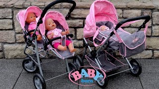 Baby Born Twin Jogger amp Duplex Pram Dolls Pram Stroller Baby Annabell Baby Dolls [upl. by Rolecnahc132]