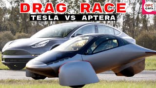 Aptera Solar EV vs Tesla Model 3 In Drag Race [upl. by Tamarah]