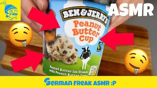 ASMR eating no talking Ben amp Jerrys ice cream Peanut Butter Cup🍦 [upl. by Alyac]