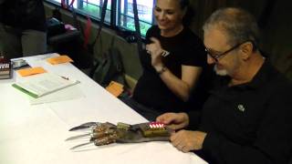 Robert Englund signs his first Power Glove replica [upl. by Yelbmik408]