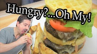 Waffle Double Cheeseburger made in the Air Fryer Oven  quotBIG MACquot STYLE [upl. by Annot557]