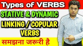 Types of Verbs  Stative and Dynamic Verbs  Linking or Copular Verb  English Grammar in Hindi [upl. by Ahselrac]