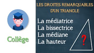 Les droites remarquables dun triangle  Collège  Petits Savants [upl. by Anivol]