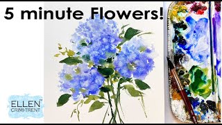 EASY paint a watercolor Hydrangea in 5 minutes [upl. by Esiom]