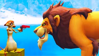 SimbaPumbaaMufasaScarKiaraRafikiTimon dive into the water through a Pipe GTA 5  LION KING 2 [upl. by Nesaj]