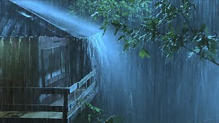 Goodbye Stress to Sleep Instantly with Heavy Rain amp Thunder on Old Metal Roof in Rainforest at Night [upl. by Etnomal256]