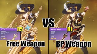 Navia Free Weapon vs BP Weapon  Damage Comparison  Genshin impact [upl. by Lyman]