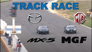 Track Race 83  Mazda MX5 vs MG F 18i VVC [upl. by Nylacaj]