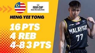 Fiba Asia Cup 2025 PreQualifiers  HENG YEE TONG 16PTS 4 REB 4 3PTS Full Highlights vs HONG KONG [upl. by Mano110]