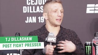 TJ Dillashaw furious at Post Fight Press Conference quotHenry Cejudo didnt winquot [upl. by Howlend]