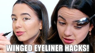 Trying Weird Eyeliner Hacks  Merrell Twins [upl. by Atoked]