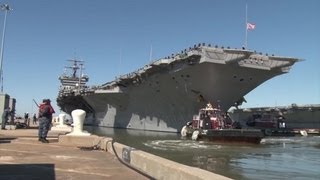 Aircraft Carrier USS Enterprise Departs Naval Station Norfolk [upl. by Valda781]