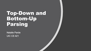 TopDown and BottomUp Parsing [upl. by Oicnaneb601]