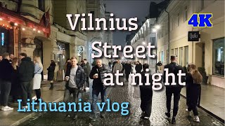 Travel to Lithuania  Vilnius 4K  Vilnius street at night  2024 [upl. by Sheply]