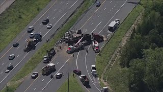 Lanes reopen after crash involving tractortrailer on SB I95 in Fredericksburg [upl. by Fineman]