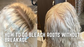 How to bleach your roots to White blonde without breakage  hair tutorial [upl. by Tati]