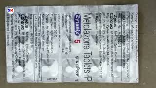 Zytanic 5 Tablet  Metolazone Tablet  Zytanic 5mg Tablet Uses Benefits Dosage Review in Hindi [upl. by Euqinu80]