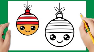 Come disegnare una pallina di Natale kawaii  Disegni di Natale [upl. by Edee]