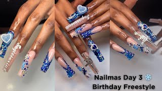 Watch Me Work Birthday Nails  Nailmas Day 3 ❄️ [upl. by Ibby]