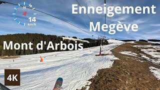 Enneigement Megève Mont DArbois Vacances Février 4K [upl. by Eirtemed]